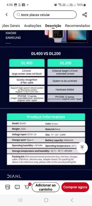 Teste De Display De Celulares DL400 Pro Seja Um Diferencial - Foto 4