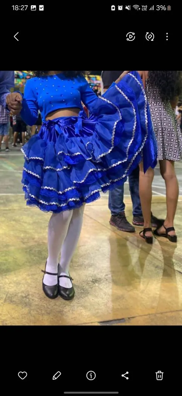 Saia Rodada Azul para Festa Junina