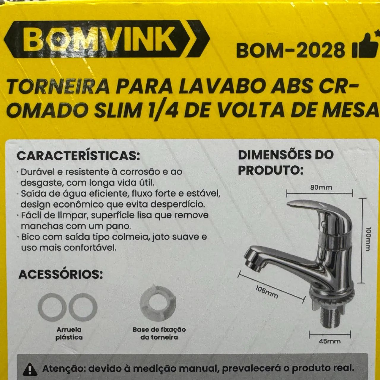 Torneira para Lavabo Bomvink Slim 1/4 de Volta Cromada - Modelo BOM-2028 - Foto 3