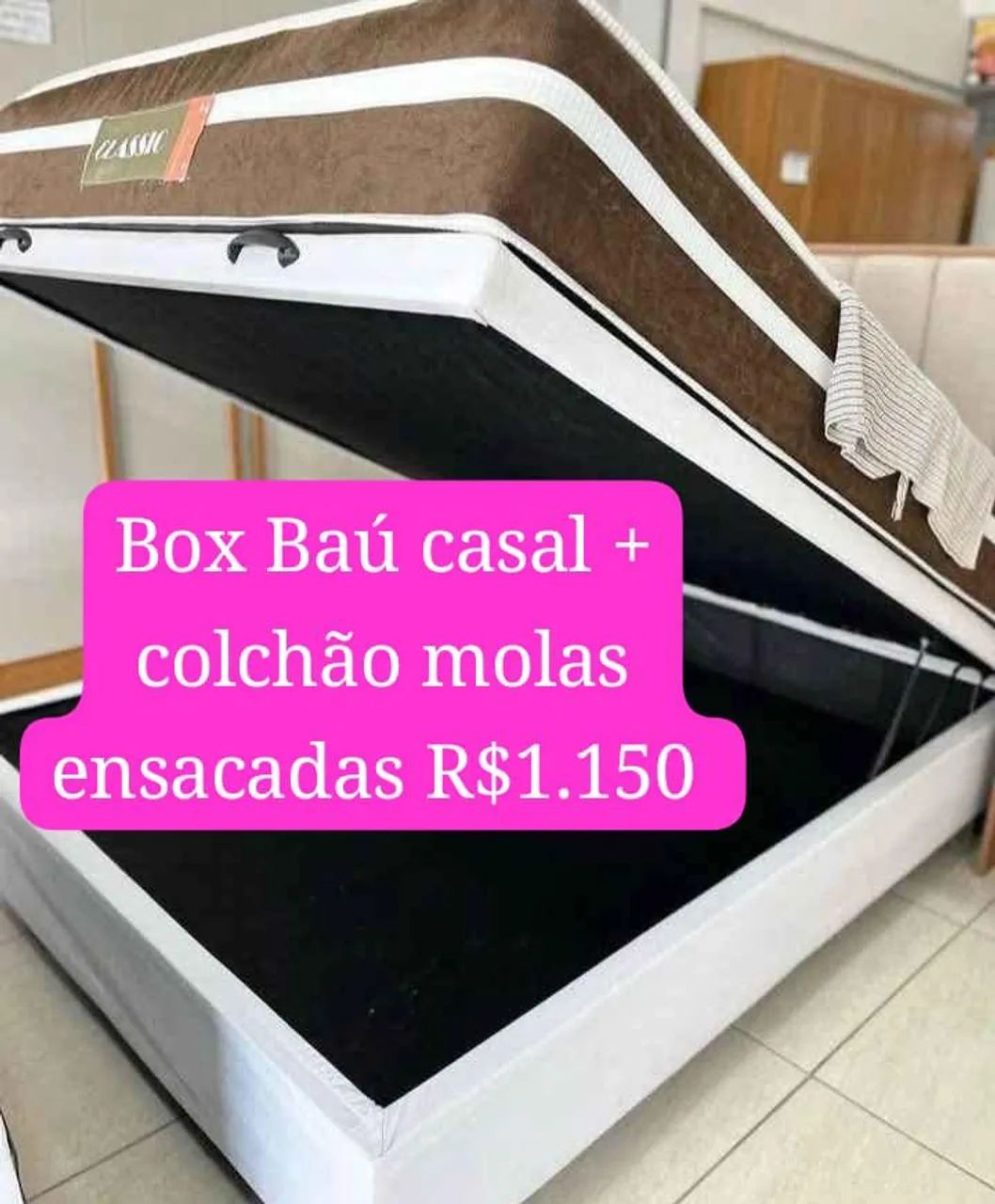 Cama baú + colchão molas ensacadas 