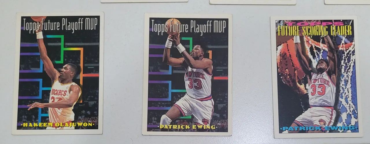Lote com 7 cards NBA future playoff MVP Barkley Olajuwon Robinson Ewing Stockton Kemp - Foto 2