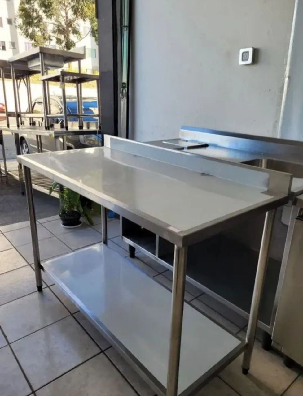 Mesa de aço inox para cozinha industrial
