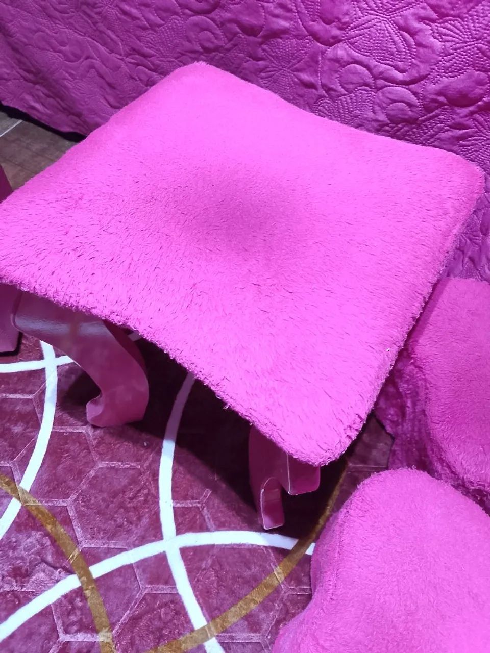 Poltrona Infantil Rosa com Puff - Foto 4