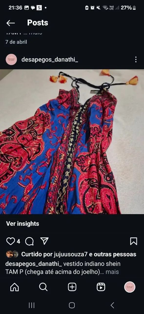 Vestido indiano estampado