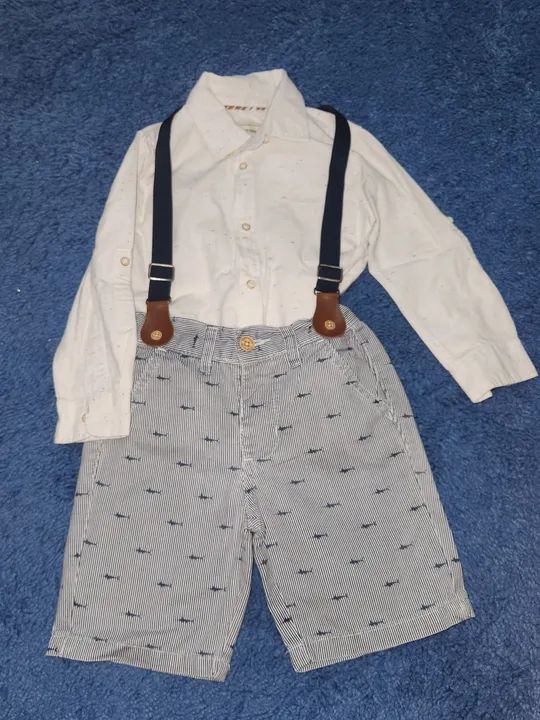Conjunto social menino camisa, bermuda com suspensório  - Foto 3