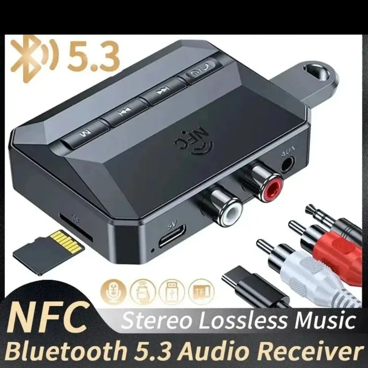 Receptor Bluetooth 5.3 NFC - Áudio Sem Fio e Qualidade Superior