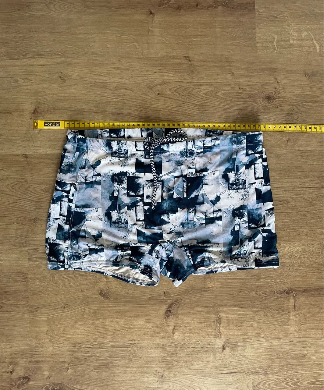 Sunga praia masculina tam P / M branco e azul da Body Show