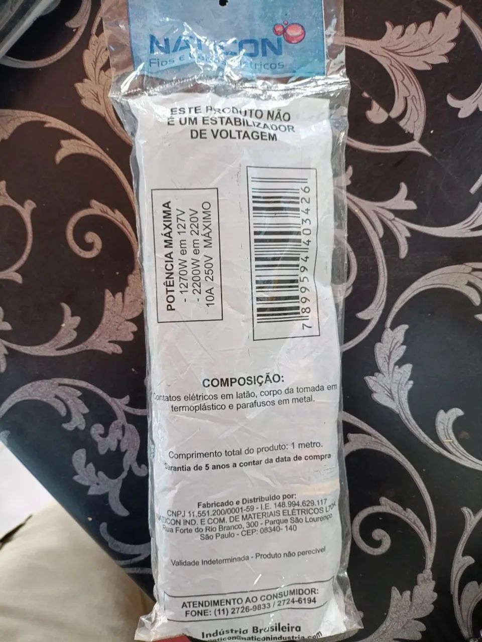 Filtro de linha 5 tomadas com proteção - Novo - Foto 3