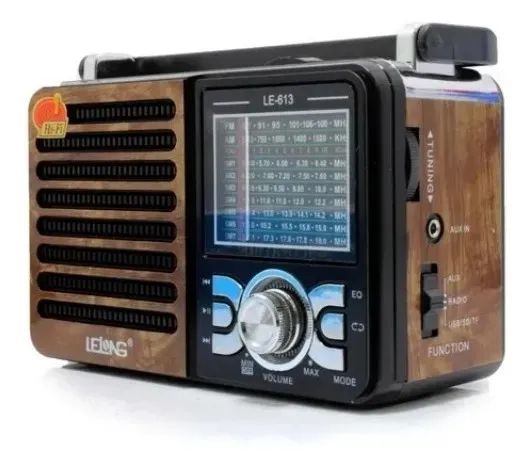 Rádio Retrô Recarregável Am/fm/sd/usb Lanterna Le-613 Lelong Loja