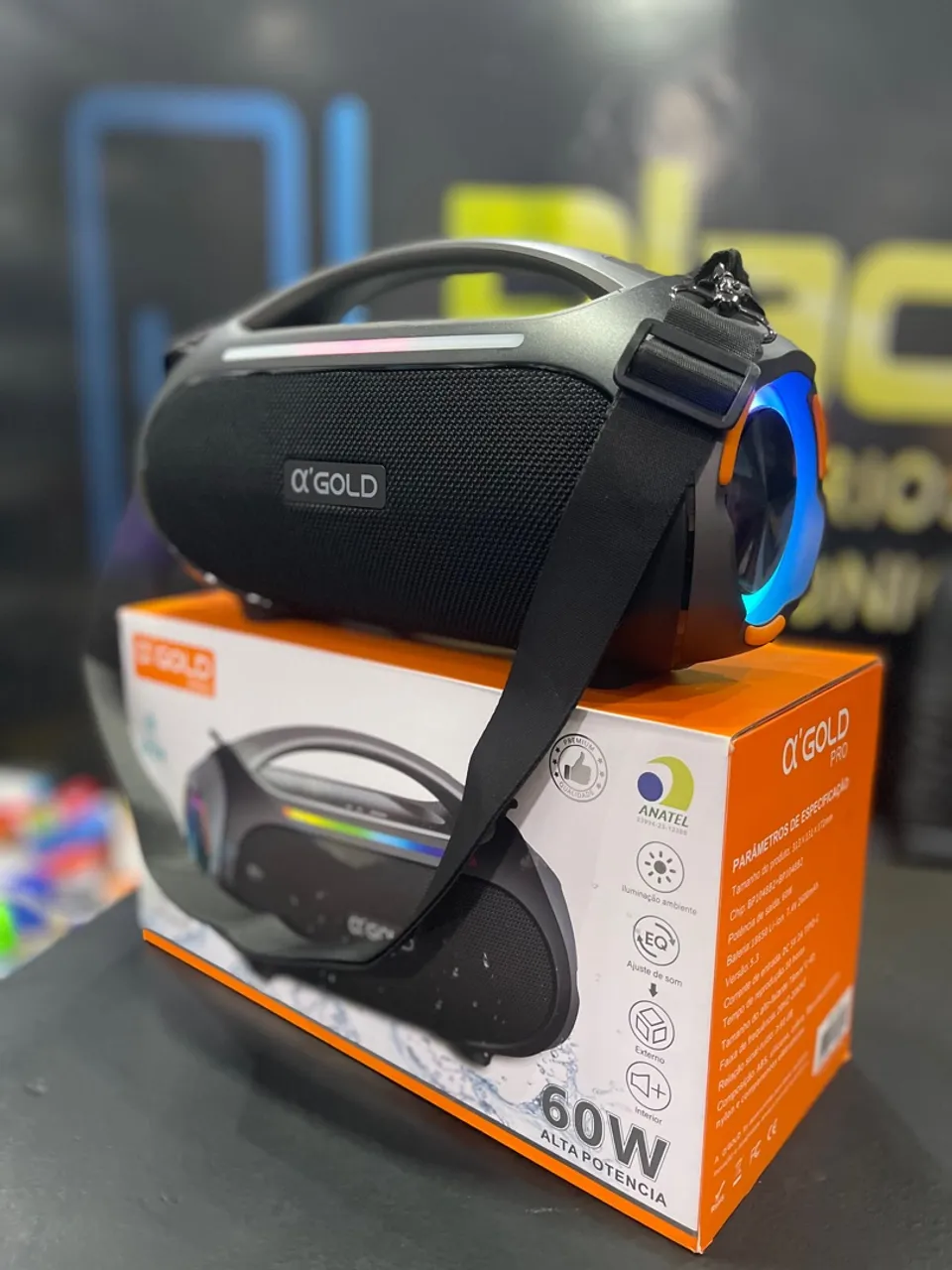 Caixa de Som Bluetooth 60W Alta Potência O'Gold
