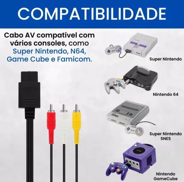 Cabo AV para Super Nintendo, Nintendo 64, GameCube e Famicom ?