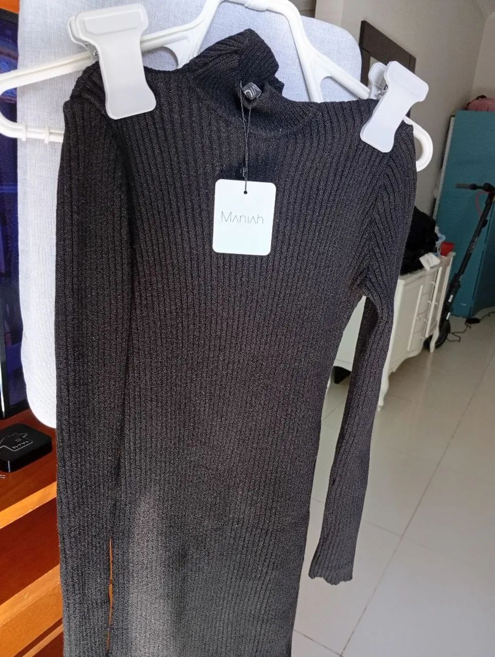 Vestido Canelado Manga Longa - Foto 2