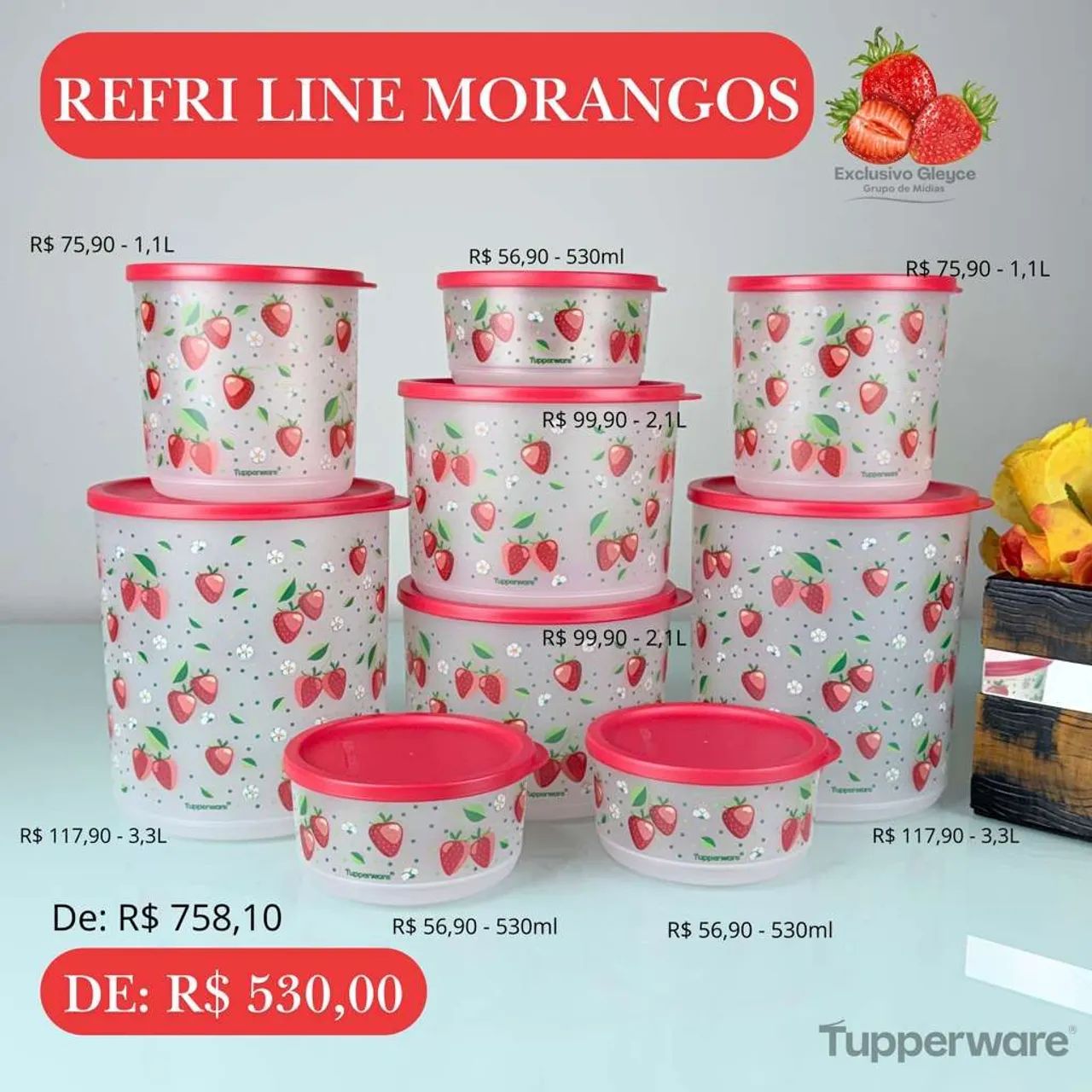 Refriline morango Tupperware 