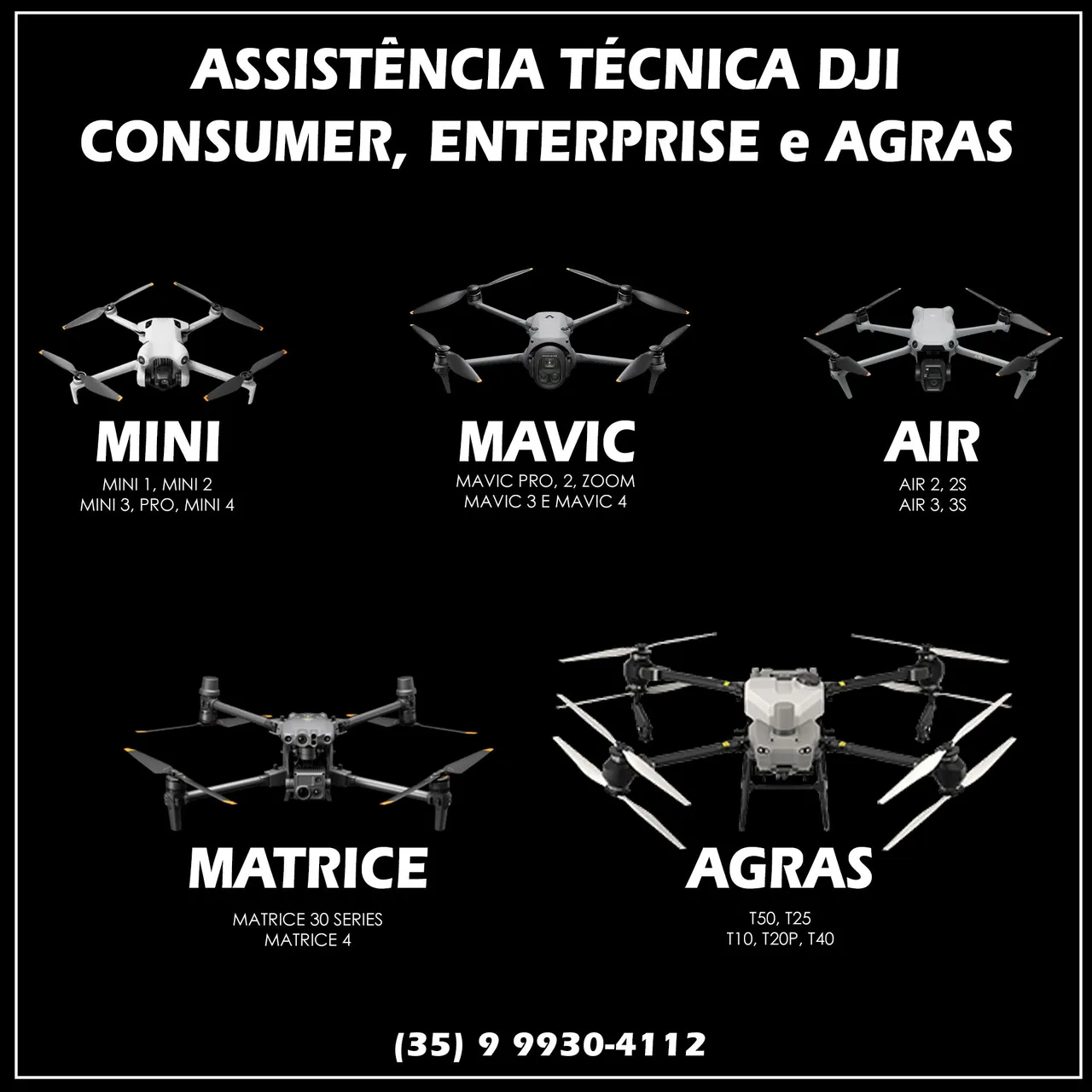 Assistência Técnica DJI: Consumer, Enterprise e Agras