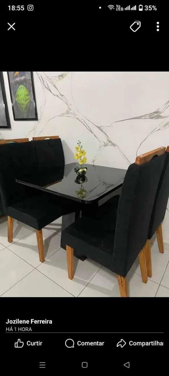 Jogo de Mesa e Cadeiras para Jantar - 4 Lugares - Foto 3