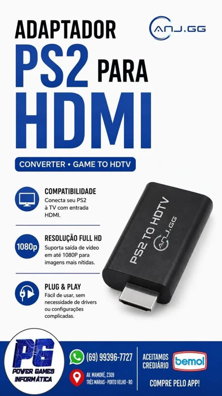 CONVERSOR ADAPTADOR PS2 PARA HDMI PLAYSTATION 