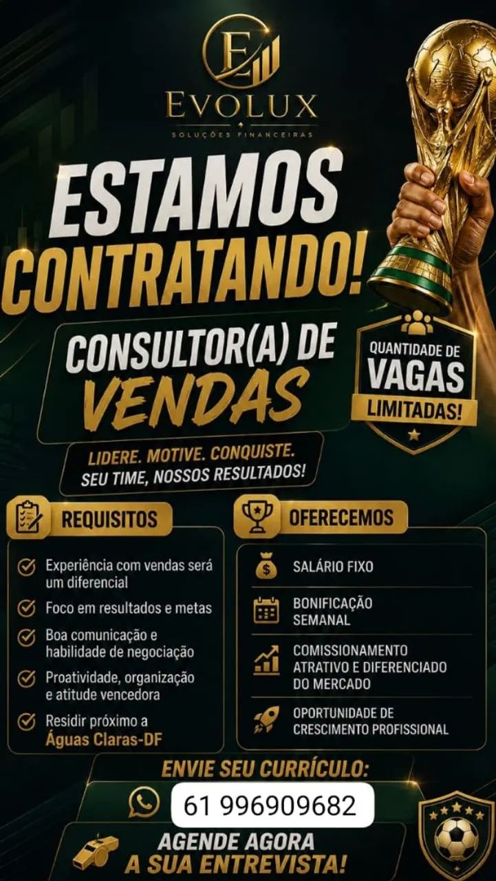 VAGA PARA CONSULTOR(A) DE VENDAS - ÁGUAS CLARAS/DF