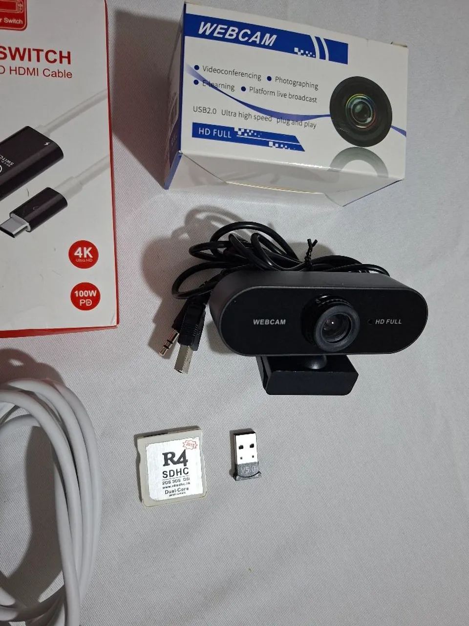 Lote de Eletrônicos, R4 para DS e 3DS, Webcam, Cabo Dock Switch Portátil, e outros. - Foto 3