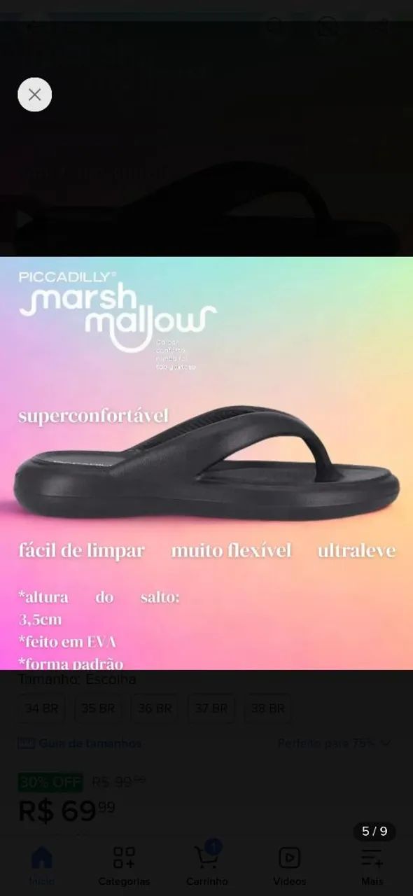 Chinelo picadilly preto 37/38 - Foto 5