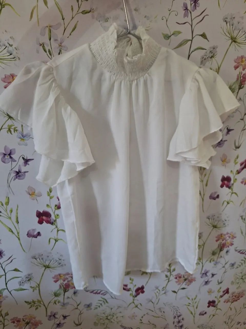 blusa branca gola alta - shein