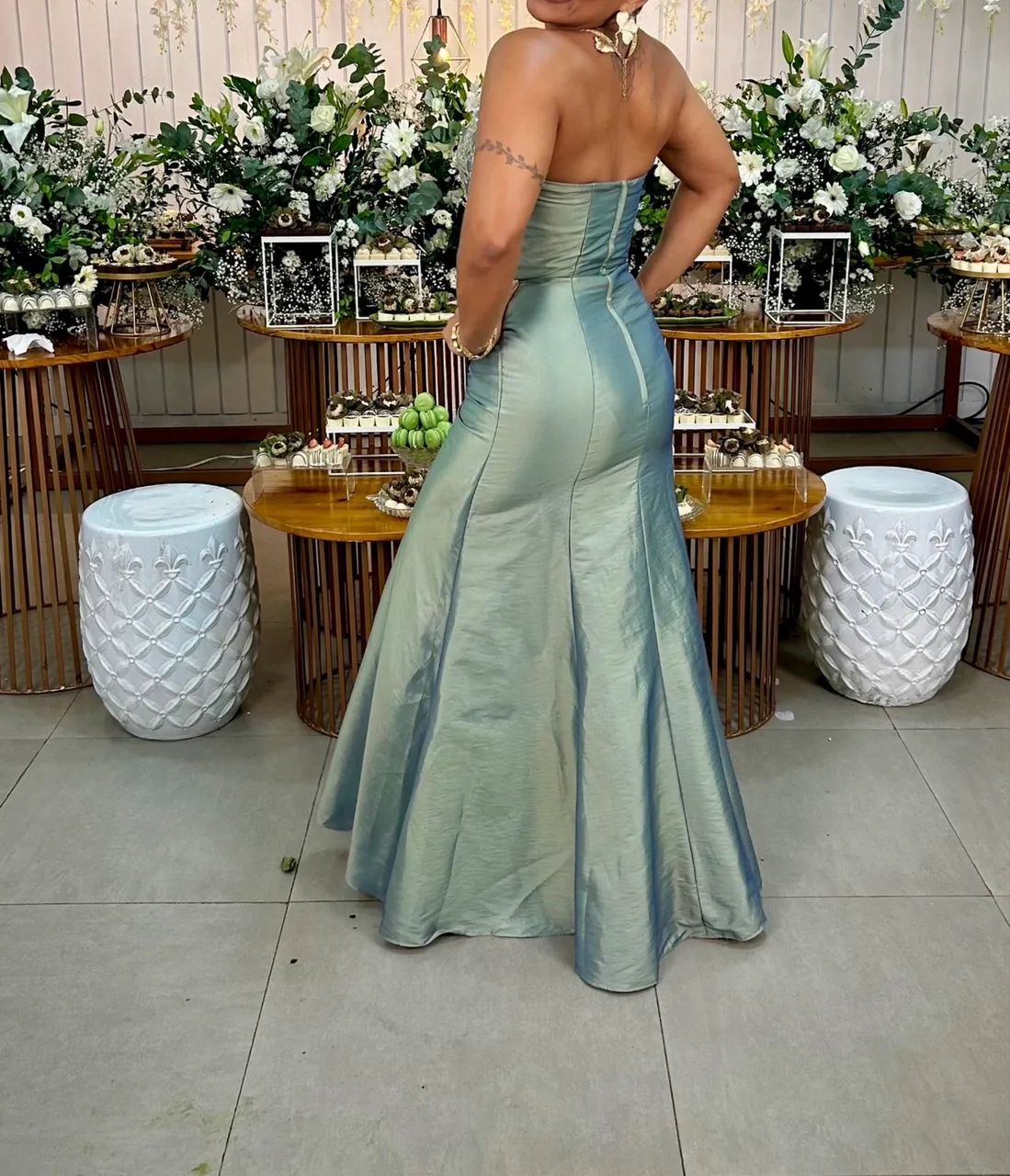 Vestido madrinha verde oliva 