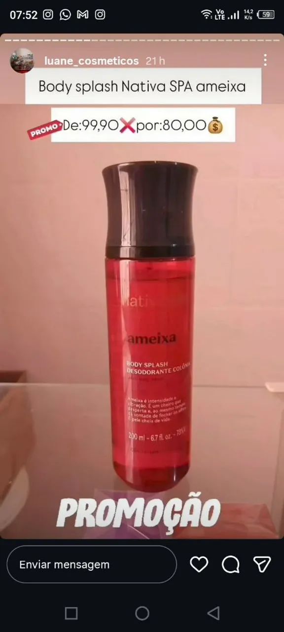 Body Splash Nativa Ameixa 