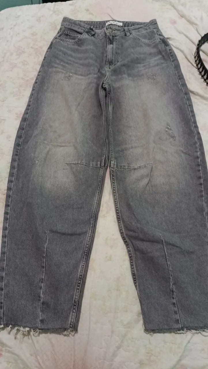 Calça Baggy Jeans Cinza Primark - Foto 2