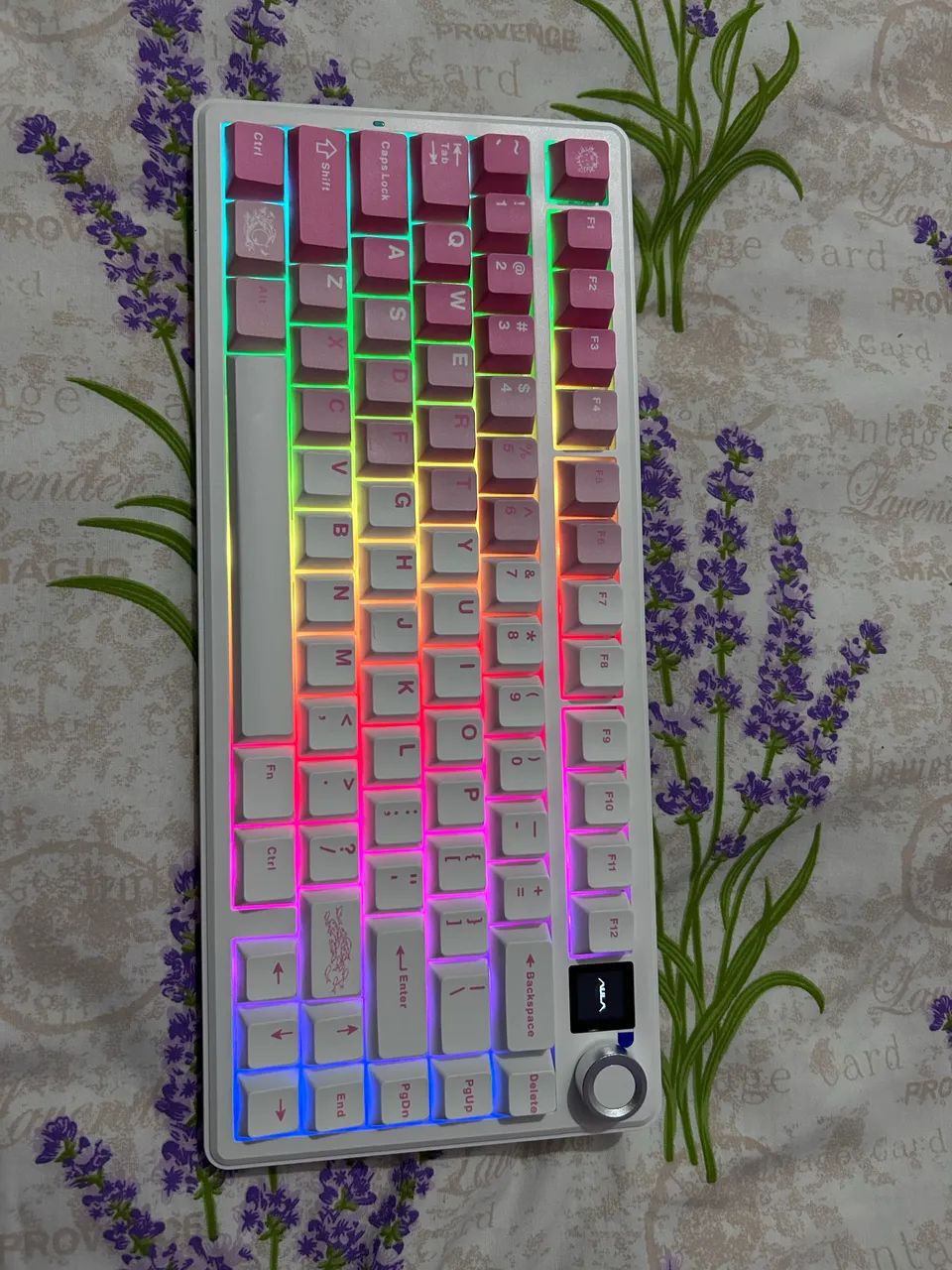 Teclado Aula F75 Max Rosa com Branco - Foto 3