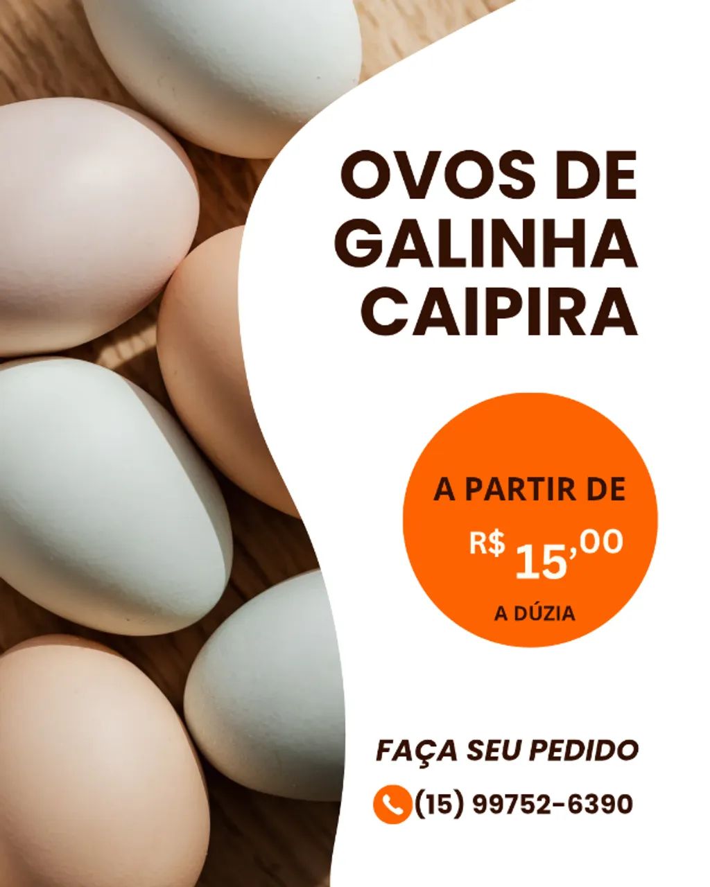 Carvão, ovos e galinha caipira