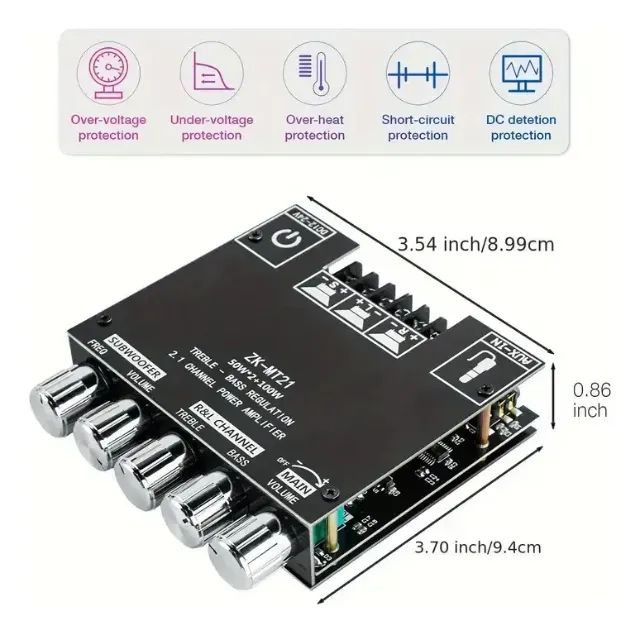 Placa Amplificadora Estéreo2.1 com bluetooth e Subwoofer  - Foto 4