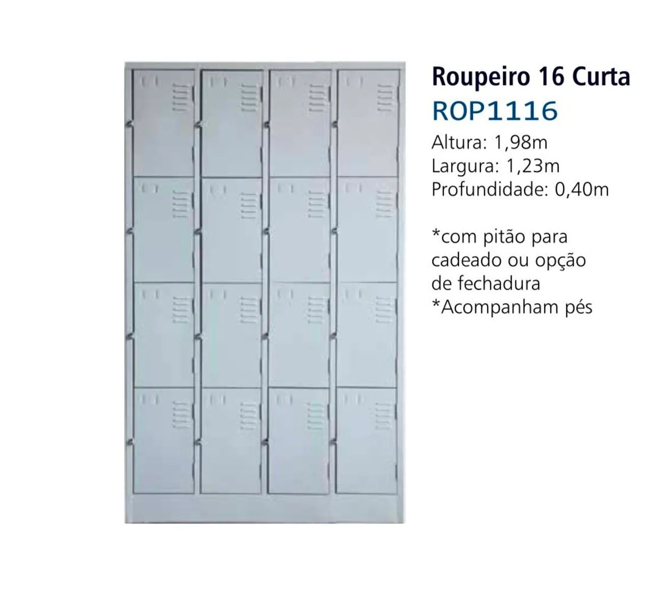 Roupeiro aço 16 portas curtas 