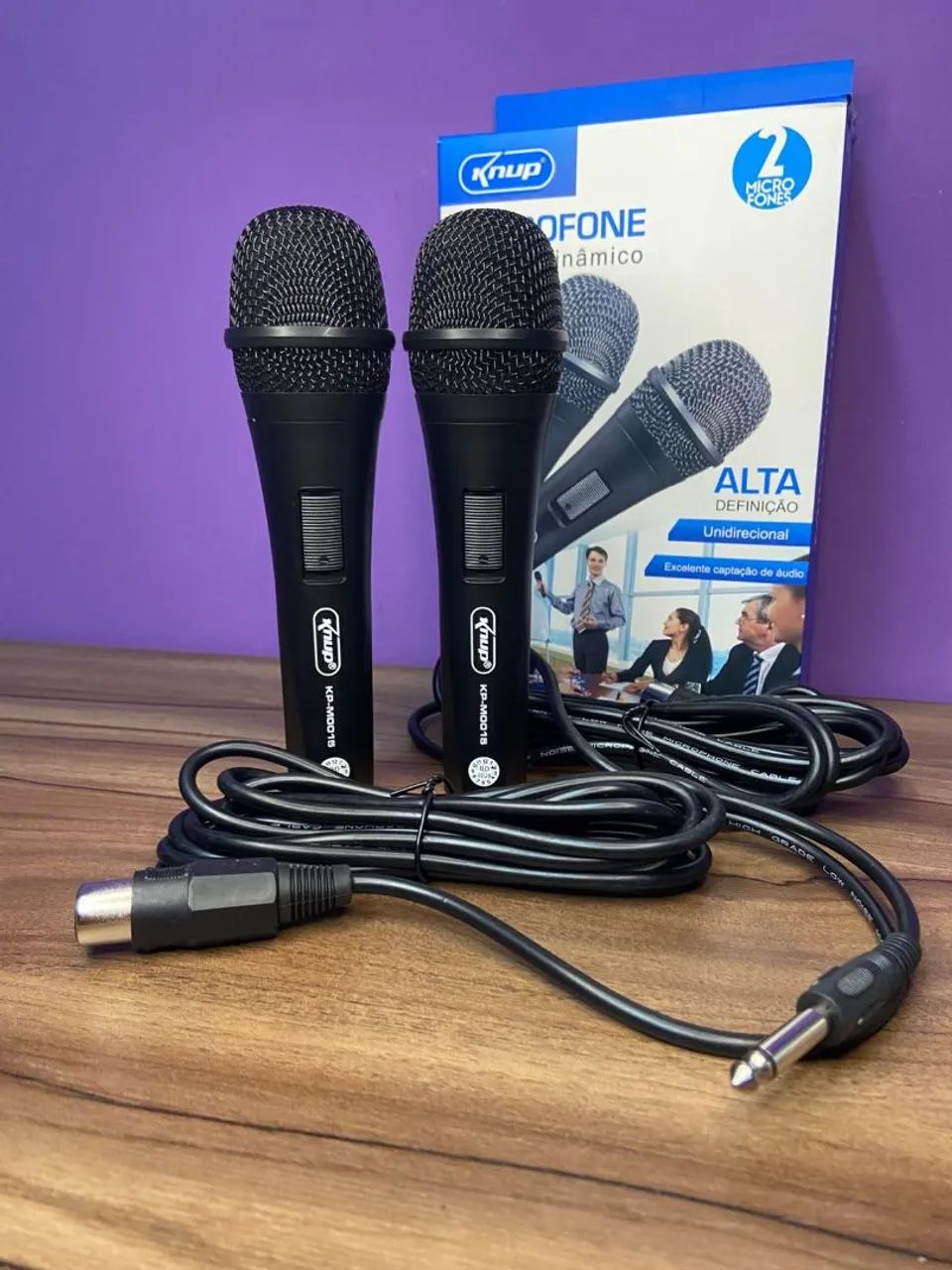 Microfone Com Fio Duplo Profissional Kp-m0015 Knup - Foto 3