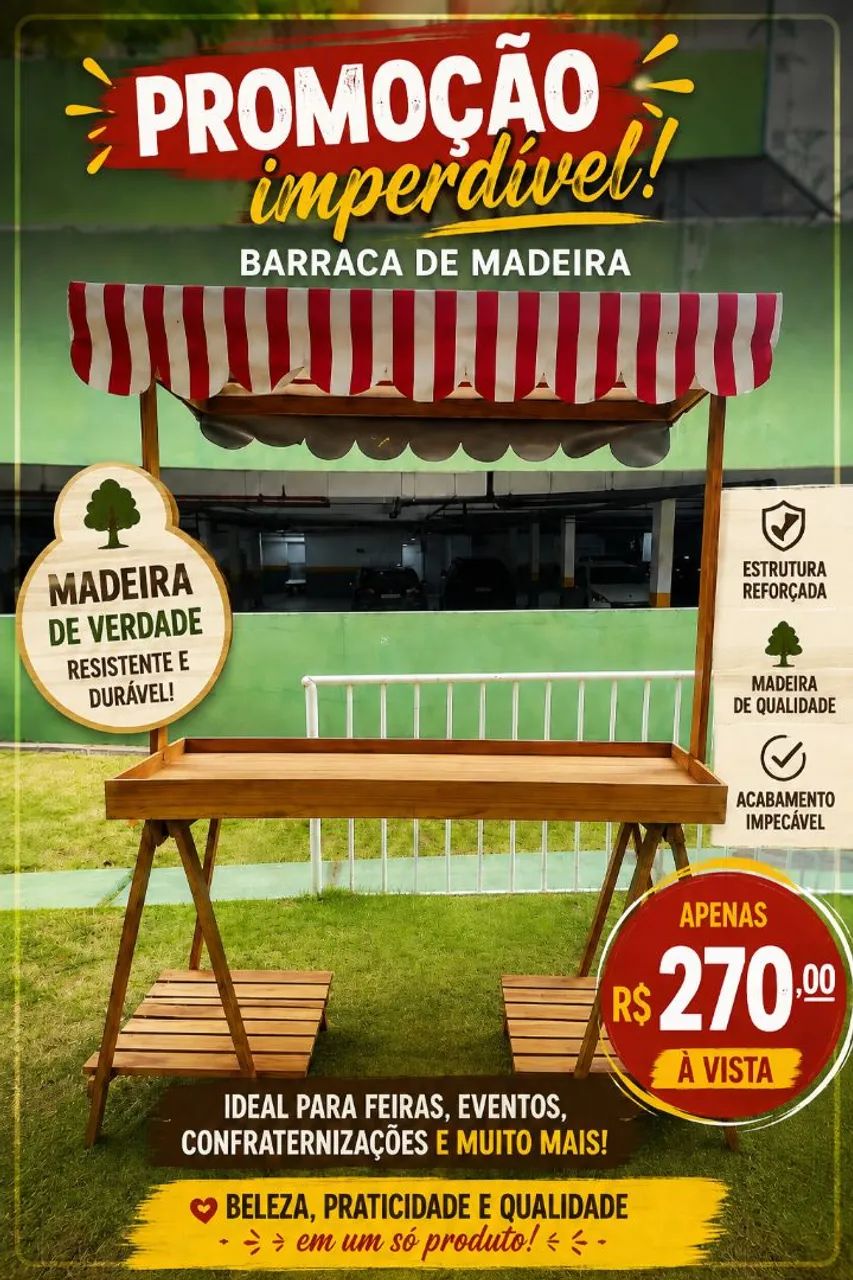 Barraquinha de madeira legítima perfeita 