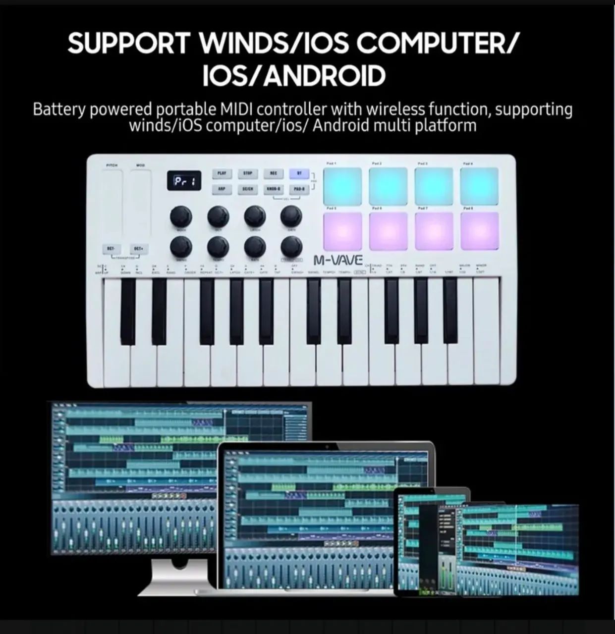 Teclado Midi smk25 caixa com cabo