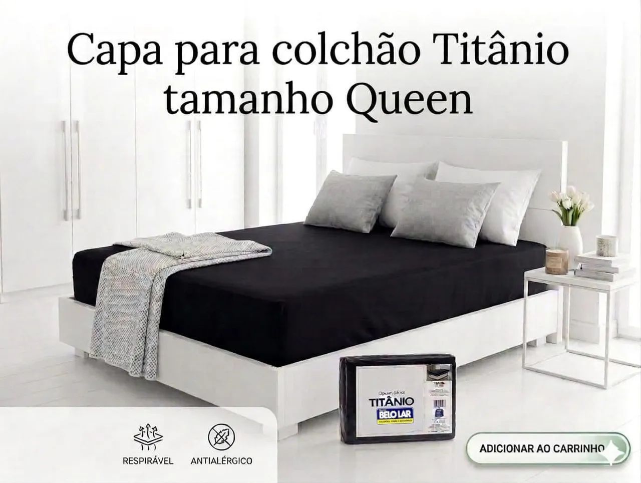 Capa para Colchão Queen cor Preta