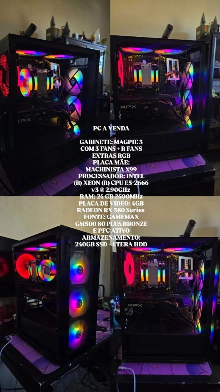 PC GAMER XEON E5 2666 + RX 580 4GB + 24 GB RAM