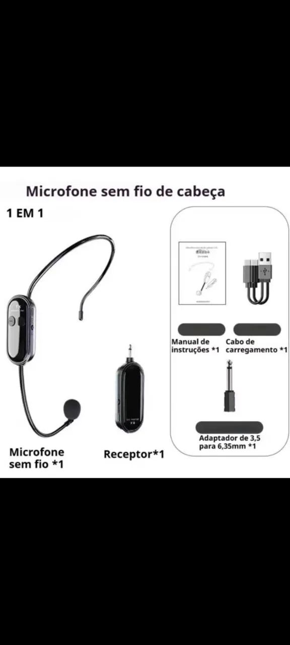 MICROFONE SEM FIO DE CABEÇA RECARREGÁVEL  - Foto 3