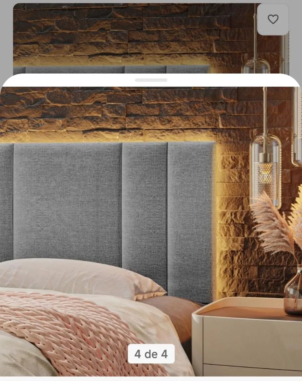Cabeceira King Size linho com Led.
