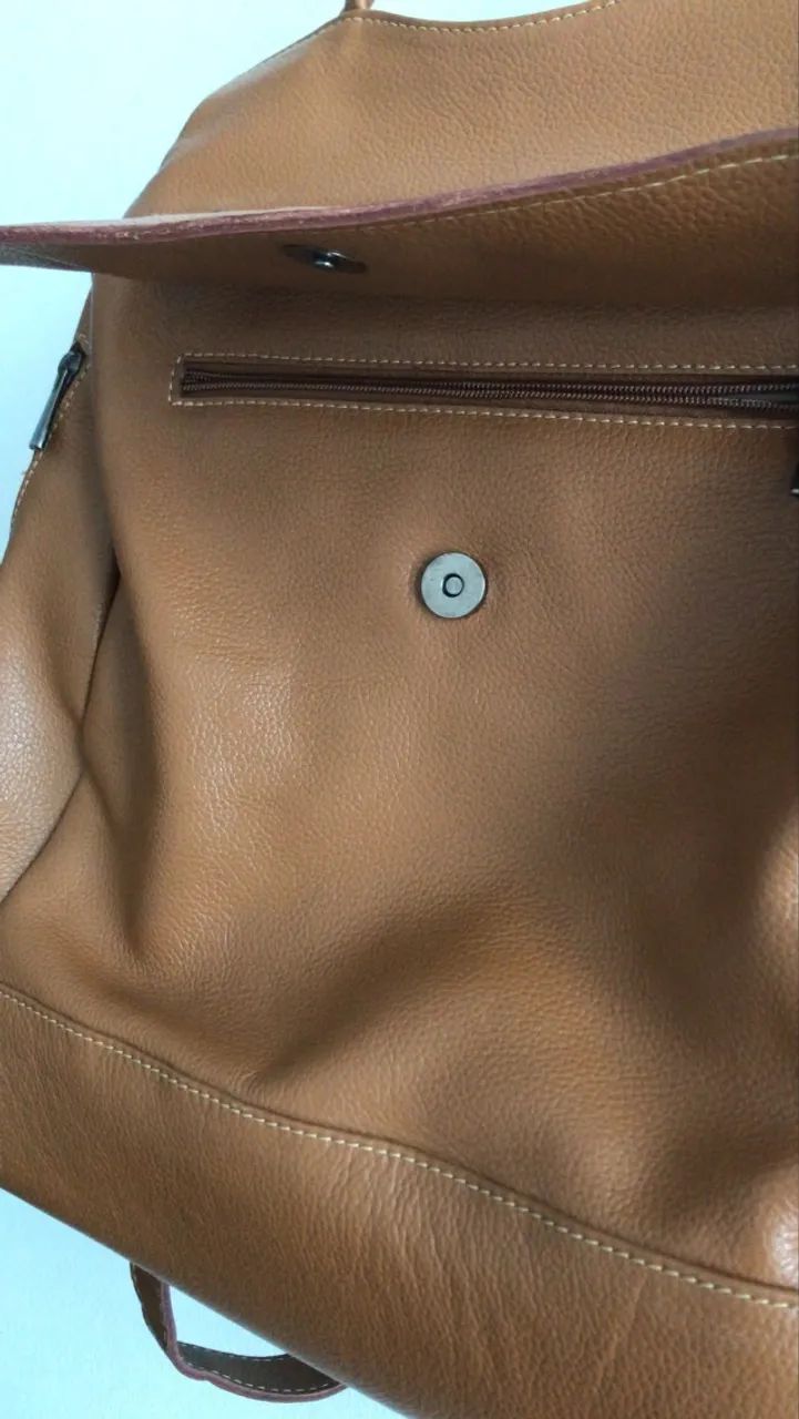 Mochila feminina, em couro puro, nova - Foto 2
