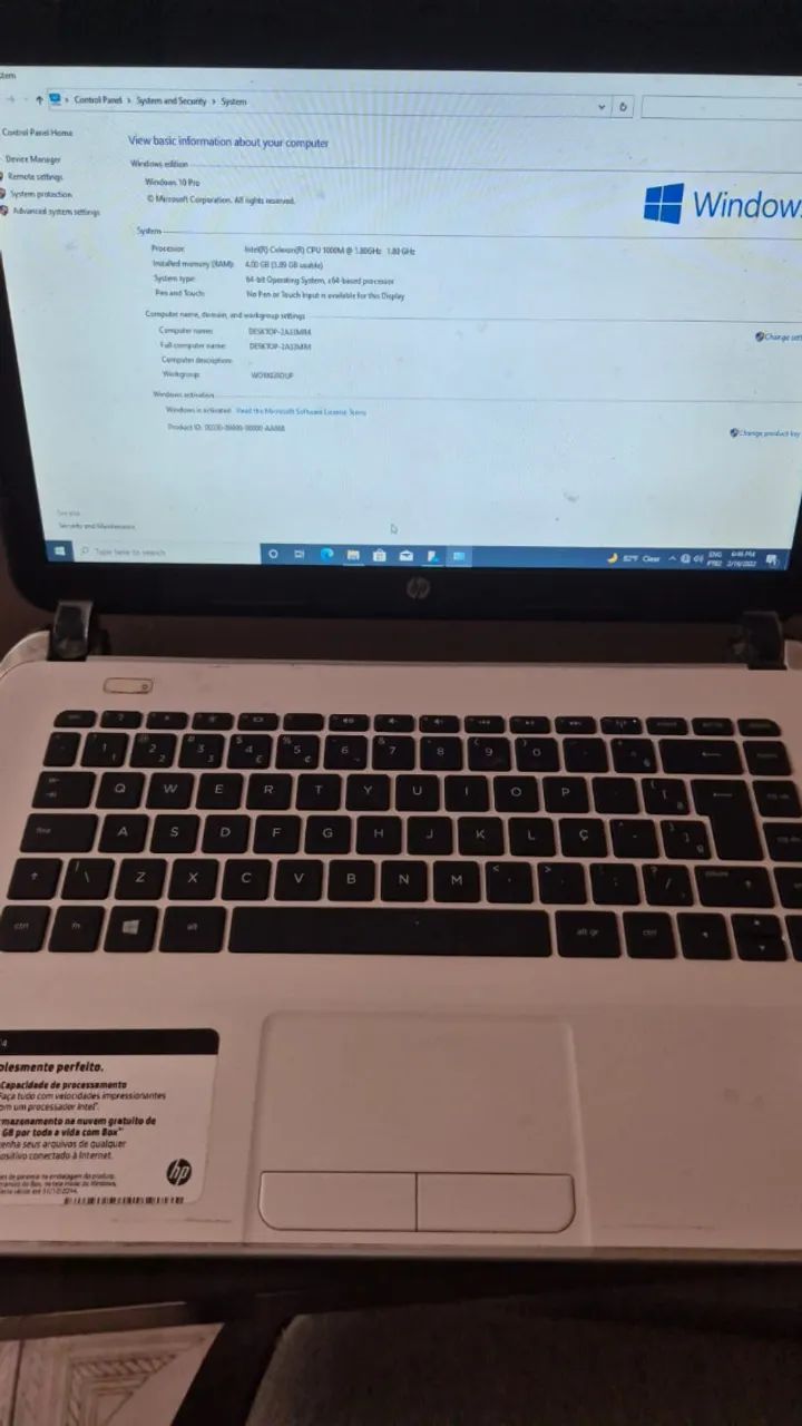 Notebook hp Intel celeron 1.8 Ghz, Hd500, 4Gb, Tela 14, funcionando perfeitamnete, R$ 349, - Foto 3