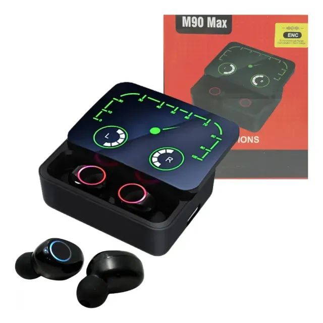 Fone De Ouvido Case De Carregamento Deslizante Led M90 Max