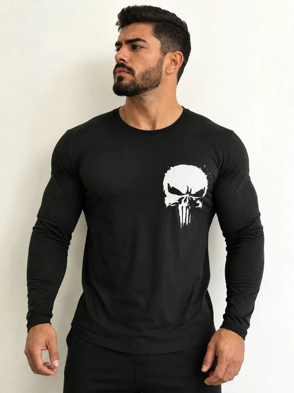 Camisa Manga Longa Punisher Justiceiro  Black Skull UFC - Foto 3