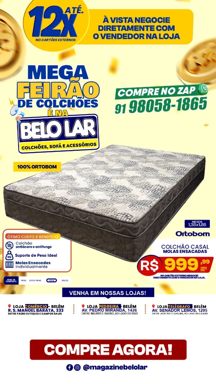Colchão Casal Molas Ensacadas