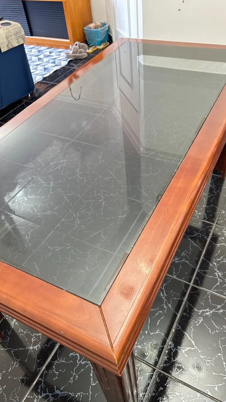 Mesa de Jantar Diana Marabraz com Tampo de Vidro
