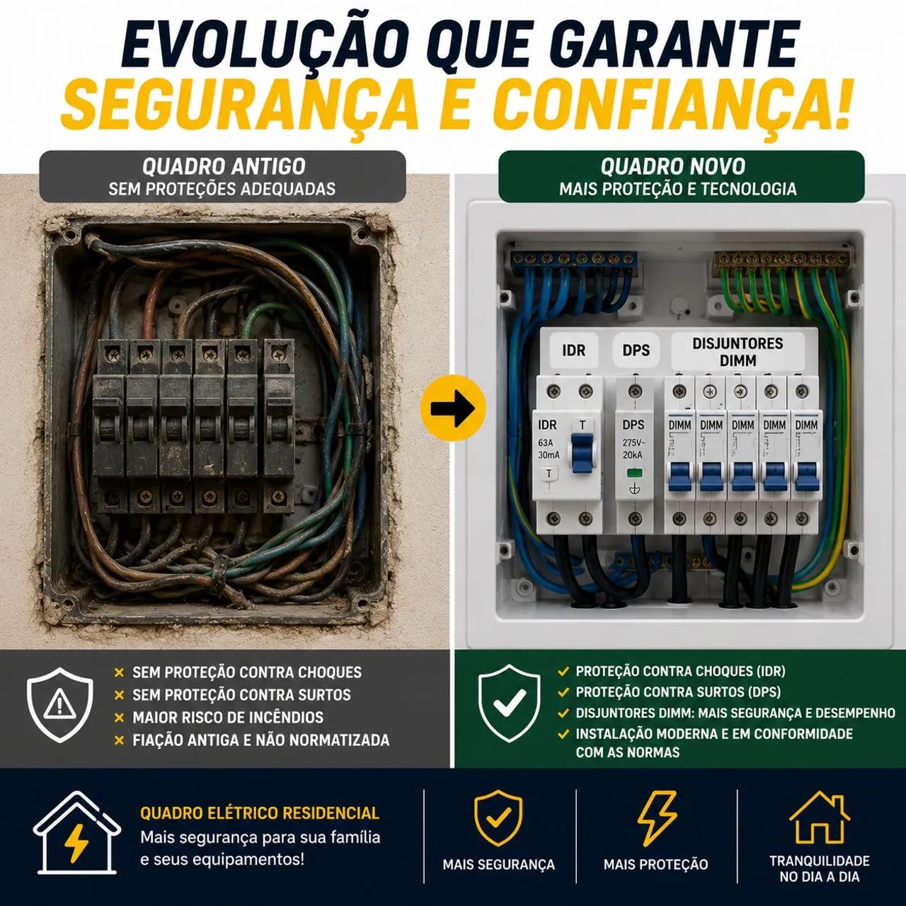 Troca de fiação elétrica e adequação de quadro de luz e força  - Foto 2