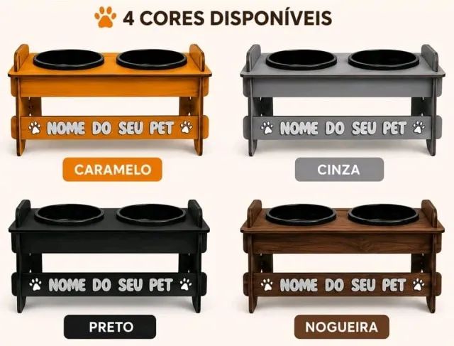 Comedouro pet PERSONALIZADO com nome com 02 potes - Foto 3