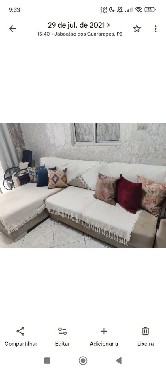 Sofá retrátil com 1chaise fixa 