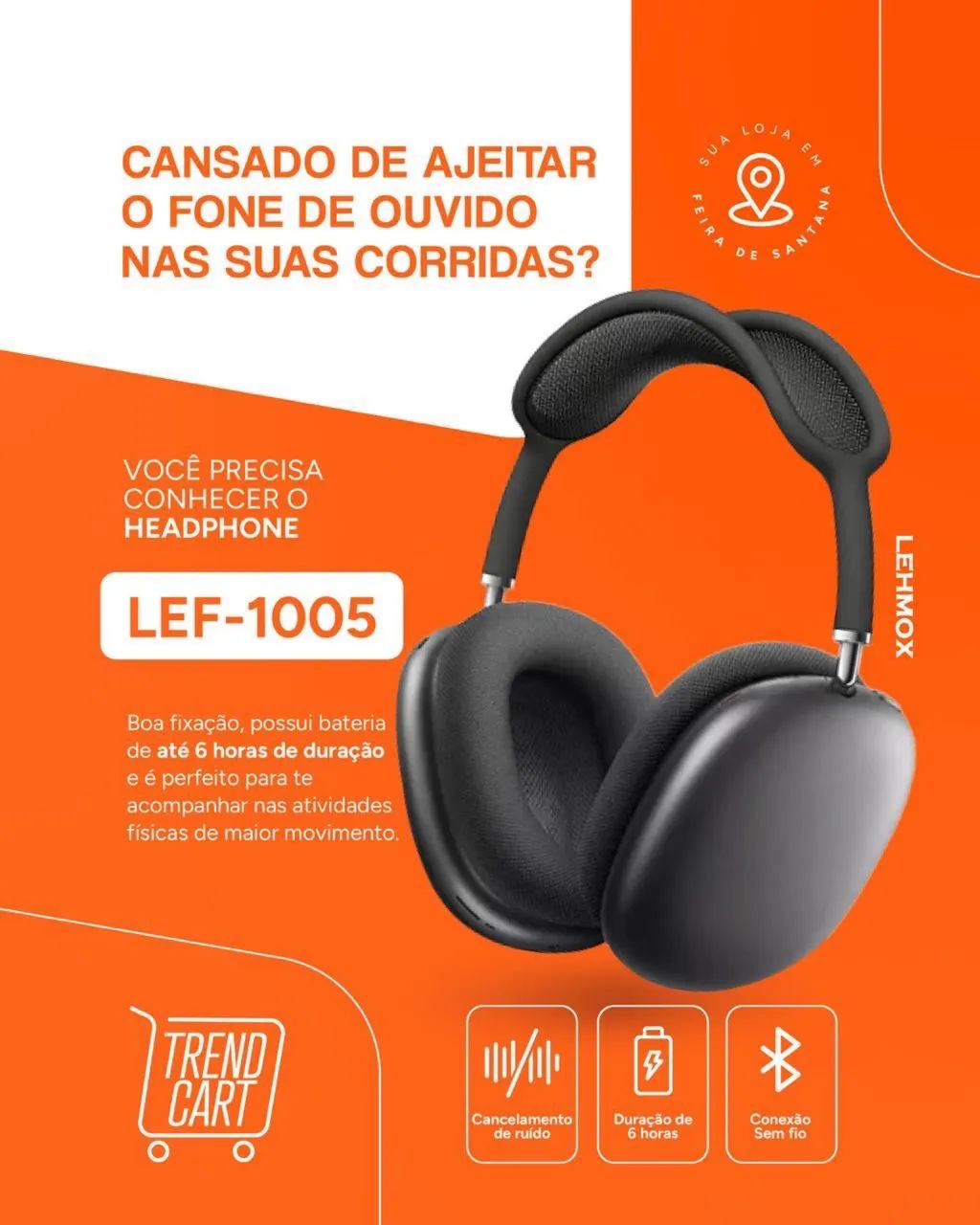 Headphone Sem Fio LEF-1005 Lehmox - Fones de Ouvido - Ponto