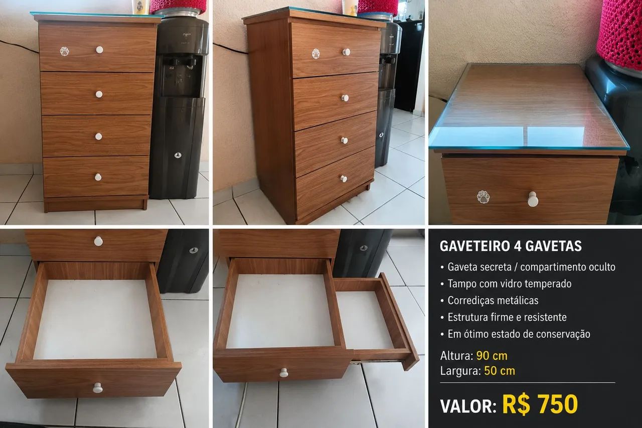 Gaveteiro com gaveta segredo 