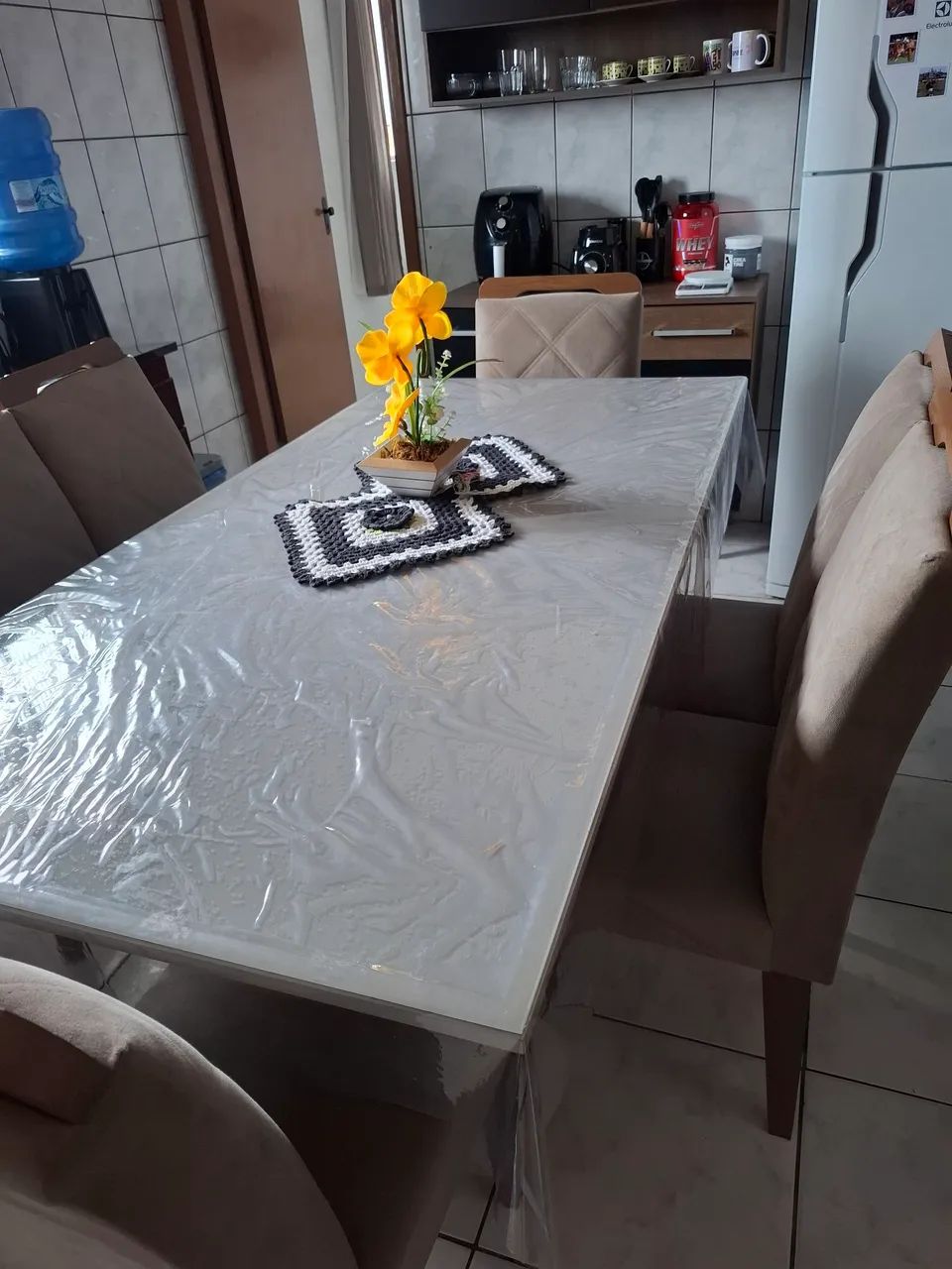 Mesa 6 cadeiras tampo de vidro. Excelente estado! - Foto 2